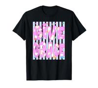Preppy Striped Give Grace, Positividad Aliento Mujeres Camiseta