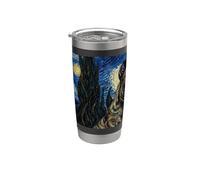 Presa Canario Perro Van Gogh Noche Estrellada Vaso térmico de acero inoxidable de doble pared