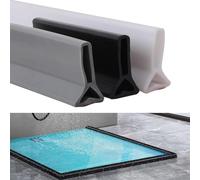 Presa de agua de ducha de silicona para baño y cocina, barrera de agua antideslizante para separación seca y húmeda con adherencia segura al suelo (negro-100 cm)
