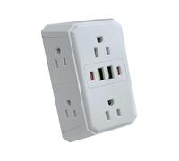 Presa Multipla USB, Italiana,Adattatore Multipresa Elettrica da Muo, dattatore Cucina, Tripla Presa per Ufficio Casa Viaggio, Bianco, Adattatore Elettrico A 6 Prese