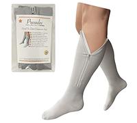 Presadee Calcetín de compresión para pantorrilla, con puntera cerrada, color gris, 15-20 mmHg, con cremallera, S/M, Gris