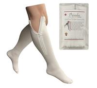 Presadee - Calcetines de compresión para pierna (20 a 30 mmHg, cierre de cremallera), color blanco, S/M, Blanco