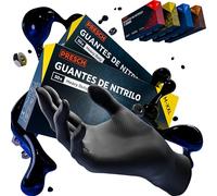 PRESCH Heavy Duty Guantes nitrilo Negro 100pz. (XXL - 11) - Guantes desechables con textura diamantada para extra agarre - Sin látex y polvo - Extra grueso y resistente al desgarro