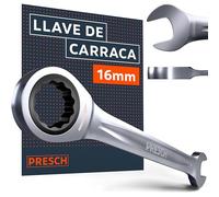 PRESCH Llave carraca 16mm - Ángulo de retorno mínimo (4°, 90 dientes) - Inclinación de 15° para espacios reducidos - Llave de carraca duradera fabricada con precisión