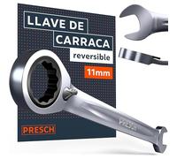 PRESCH Llave carraca reversible 11mm - Ángulo de retorno mínimo (4°, 90 dientes) - Inclinación de 15° para espacios reducidos - Llave de carraca duradera fabricada con precisión