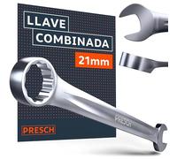 PRESCH Llave combinada 21mm - Llave fija con precisión y extremadamente robusta - Extremo de boca inclinado 15° para trabajos en espacios reducidos