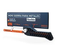 Presch Mini Sierra de Metal Flexible 300mm - de mano 3 en 1 incl. hoja de sierra para metal - Sierra de hierro pequeña ajustable con hoja para metalica