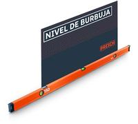 Presch Nivel de Burbuja 150cm - Ampolla irrompible con pendiente 2% - Ventana de lectura vertical - Tapones antideslizantes innovadores - Superficie de medición precisa - Nivel burbuja