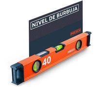 Presch Nivel de Burbuja 40cm - Ampolla irrompible con pendiente 2% - Ventana de lectura vertical - Tapones antideslizantes innovadores - Superficie de medición precisa - Nivel burbuja