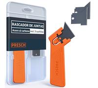 Presch Rascador de juntas incl. 3 cuchillas - Para una eliminación precisa de juntas - Cambio de cuchillas fácil - Quita silicona juntas para selladores blandos como acrílico y silicona