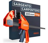 Presch Sargento Carpintero 300mm - Abrazadera de barra con 75 kg de fuerza de sujeción - Robusto gracias al acero al carbono y al cuerpo reforzado con fibra de vidrio - Con función de expansión