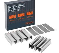 Presch Set de Grapas y Clavos 1200 Piezas - Grapas 53F 8mm, Tipo 47 10mm y U 12mm para Grapadora Manual, Eléctrica y Pistola Neumática