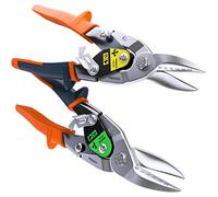 Presch Set de Tijeras Cortachapas de Corte Recto y a la Derecha - Herramienta de Construcción en Yeso con Multiplicación de Palanca - Tijeras Pladur Profesional