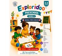 Preschool Activity Book Ages 3-4 | Bilingual French English: 42 Progressive Activities to Build Fine Motor Skills, Early Math, Logic, Observation and ... Little Explorers Academy | Exploridoo Studio