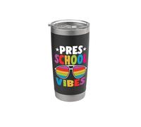 Preschool Back To School Sunglasses Vibes Retro First Day Vaso térmico de acero inoxidable de doble pared