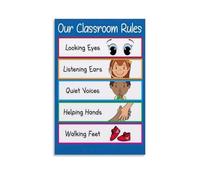 Preschool Classroom Decor - Classroom Rules Educational Poster for Teachers, Wall Art Print, Behavior Management, Back to School Supplies(Unframed,16x24inch(40x60cm))