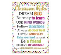 Preschool Classroom Rules - Confetti Motivational Poster for Circle Time & Behavior Management, Colorful Educational Decor for Teachers & Daycare Centers(Unframed,08x12inch(20x30cm))