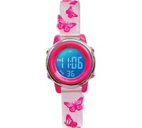 Preschool Collection Reloj digital con luz para niños, camiones monstruos, dinosaurios, tiburón, unicornio, mariposa, araña, niñas, niños, escuela, Blanco, Iluminación digital para niños
