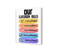 Preschool & Daycare Rules Wall Art, “Our Classroom Promise” Canvas for Toddlers, Behavior Chart and Social Skills (Unframed,08x12inch(20x30cm))