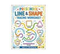 Preschool Line & Shape Tracing Worksheet: Simple Line and Shape Activities for Kindergarten Readiness