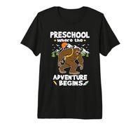 Preschool Where The Adventure Begins Back To School Bigfoot Camiseta Premium