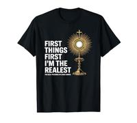 Presencia Real Monstrance Humor católico Camiseta gráfica económica