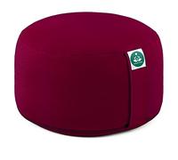 Present Mind Cojín Redondo de Yoga Extra Alto (20 cm) - Borgoña - Zafu y Cojín de Suelo para Meditación - Accesorios Hechos en la UE - Funda Lavable - 100% Natural