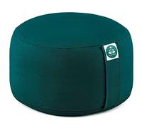 Present Mind Cojines Redondos de Yoga Extra Altos (20 cm) - Verde Esmeralda - Zafu de Yoga - Cojín de Suelo Alto para Yoga y Meditación - Yoga Accesorios Hechos en la UE - Funda Lavable - 100% Natural