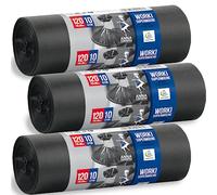 Presentamos las Bolsas de Basura de 120 Litros Un Pack de 30 Unidades Son Negras y Están Hechas de Materiales Reciclados Lo Que las Hace Ecológicas Ideales Para