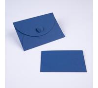 PresentFill® 25 Mini Sobres con Tarjetas - Azul Zafiro - Pequeños Mini Sobres con Cierre de Corazón y Tarjetas en Blanco Hechos de Papel Kraft 100% Reciclado para que Diseñes y Escribas Tú Mismo