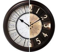 Presentime & Co. 12.6" Illuminated Farmhouse Wall Clock, Silent Battery Operated Night Light Wall Clock with Smart LED Sensor for Living Room, Bathroom, Kitchen, Home Office, Oil Rubbed Bronze Finish