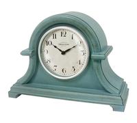 PRESENTIME & Co. Mantel Clock Vintage Farmhouse Series, Napoleon Desk & Shelf Clock, 13 x 10 Inch, Domed Lens, Quartz Movement, ABS Plastic Case, Aged Teal Finish (Home/Tabletop Decoration)