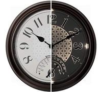 Presentime & Co - Reloj de Pared Luminoso para Interiores y Exteriores de 14 Pulgadas con termómetro, termómetro meteorológico, Acabado de Bronce aceitado, luz cálida Brillante Serie Farmhouse