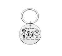 Presentimental Llavero Familiar Personalizado Acero Inoxidable Llavero con Grabado de Nombre Regalo de joyería Personalizado para Miembros de la Familia para niños/Abuela/mamá(2 Boys)