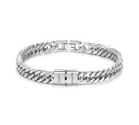 Presentimental Pulsera Cubana Personalizada para Hombre con 1-6 Nombres Regalo del Día del Padre para Papá Abuelo Navidad Día de San Valentín Regalo para Hombre (Plata-2 nombres)