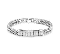 Presentimental Pulsera Cubana Personalizada para Hombre con 1-6 Nombres Regalo del Día del Padre para Papá Abuelo Navidad Día de San Valentín Regalo para Hombre (Plata-5 nombres)