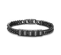 Presentimental Pulsera Cubana Personalizada para Hombre con 1-6 Nombres Regalo del Día del Padre para Papá Abuelo Navidad Día de San Valentín Regalo para Hombre (Negro-5 nombres)