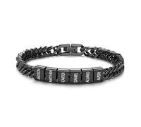 Presentimental Pulsera Cubana Personalizada para Hombre con 1-6 Nombres Regalo del Día del Padre para Papá Abuelo Navidad Día de San Valentín Regalo para Hombre (Negro-6 nombres)