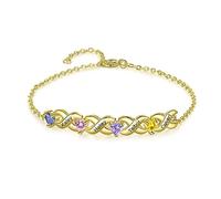 Presentimental Pulsera Personalizada Infinity para Mujer Con 1-7 Nombres Piedras de nacimiento Plata Oro Rosa Regalo para Mujer Mamá Hija Novia Esposa (Oro, 4 nombre)