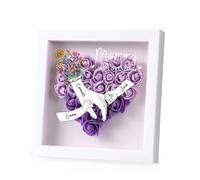 Presentimental Regalo dia de la madre Caja de sombra personalizada con rosa y nombre Regalos personalizados para mamá (Flower-morado)