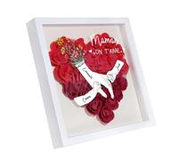 Presentimental Regalo dia de la madre Caja de sombra personalizada con rosa y nombre Regalos personalizados para mamá (Flower-rojo)