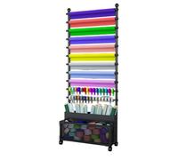 Présentoir à rubans à 13 niveaux - Rangement métallique mobile avec panier pour atelier de loisirs créatifs, fleuriste, emballage cadeau et fournitures de bricolage - Conception compacte et robuste