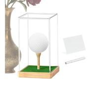 Présentoir de balle de golf - Organizador compacto 8 x 7,5 x 12,5 cm, récipient transparent en acrylique, boîte de présentation de protection avec base en bois | Décor de rangement moderne pour les ve