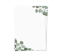 Presentou 50 papeles de carta impresos por ambos lados, 120 gramos, papel de diseño, certificado, menú, carta de amor (eucalipto, 50 hojas)