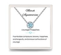 Presentski Collar Mujeres Aguamarina de Plata de Ley con Marzo Piedra Nacimiento Collar Colgante Solitario Redondo con 5A Circonita 12 Birthstone Joyas de Cristal Regalo de Cumpleaños para Niñas Madre