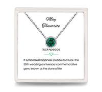 Presentski Collar Mujeres Esmeralda de Plata de Ley con Mayo Piedra Nacimiento Collar Colgante Solitario Redondo con 5A Circonita 12 Birthstone Joyas de Cristal Regalo de Cumpleaños para Niñas Madre