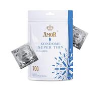 Preservativos AMOR Premium Super Thin, extrafinos, grosor de 0,04 mm, Ø 53 mm, paquete de 100