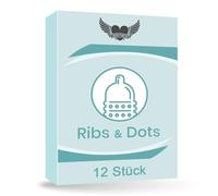 Preservativos con protuberancias fuertes Puntos y costillas - 12 piezas 52 mm Sensación real Película lubricante para relaciones anales extra finas extra húmedas de Lovelyness