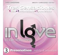 Preservativos In Love Condoms 72x24x3 3 Sensaciones + Lubricante In Love Condoms 100ml de regalo