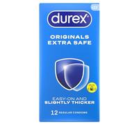 Preservativos masculinos marca Durex Durex Extra Safe 12's | Forma fácil de enhebrar, punta de tetina, diseñada más gruesa para mayor comodidad, látex natural, lubricado previamente con